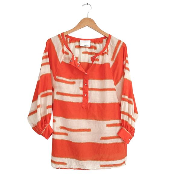 3.1 Phillip Lim Silk Orange & Cream Abstract Stripe Top - Picture 1 of 7